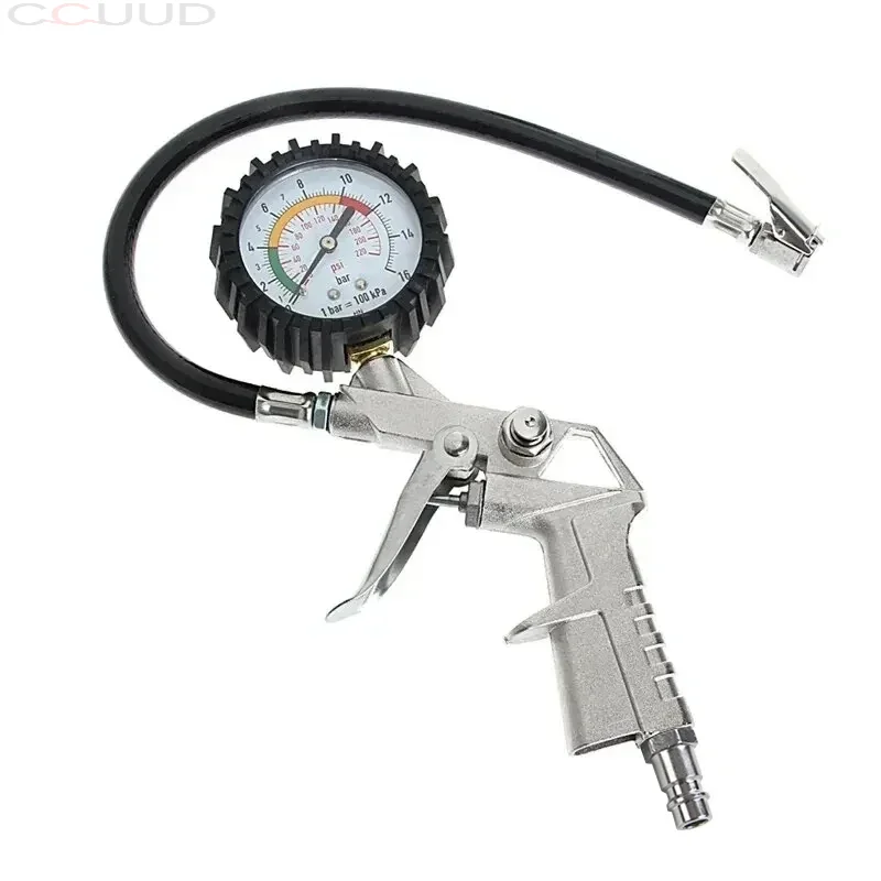 

220PSI Car Motorcycle Multifunctional Tire Air Pressure Monitoring Gauge Tester Air Compressor Dial Meter Inflator Pump Tools