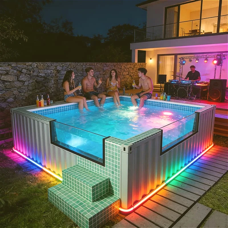 Shipping Container Pool Container Swimming Pool Luxury Above Ground Stainless Steel for Hotel Resort Outdoor Pool Customized