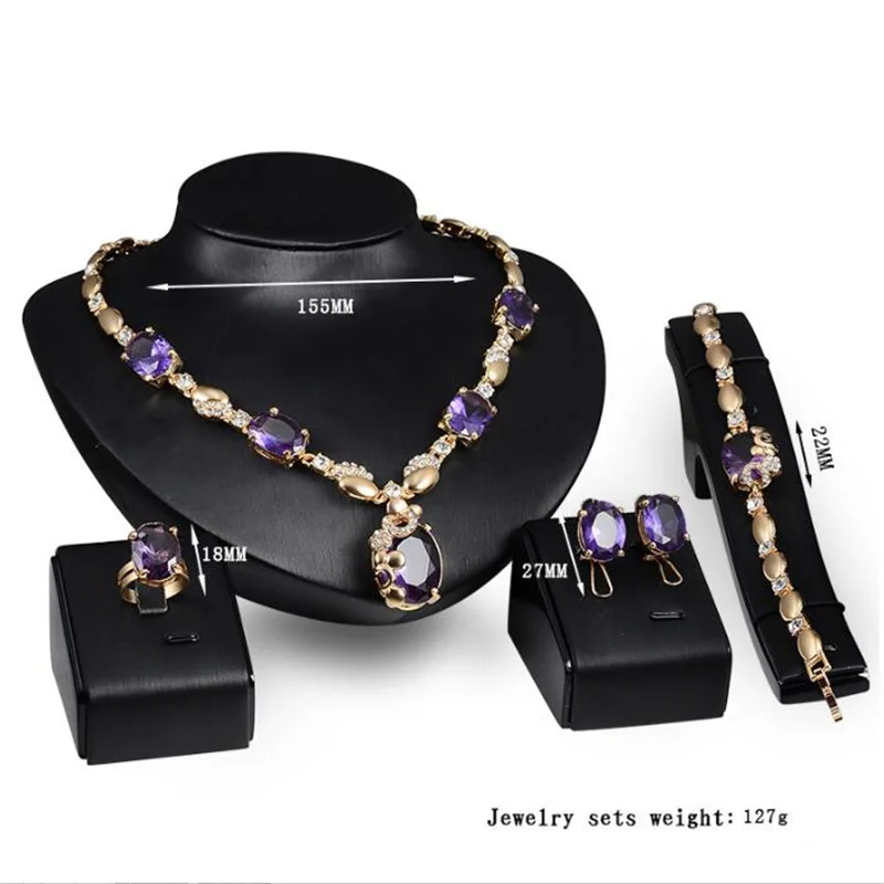 Fashion imitation emerald jewellery necklace set bridal high grade alloy jewellery set of four