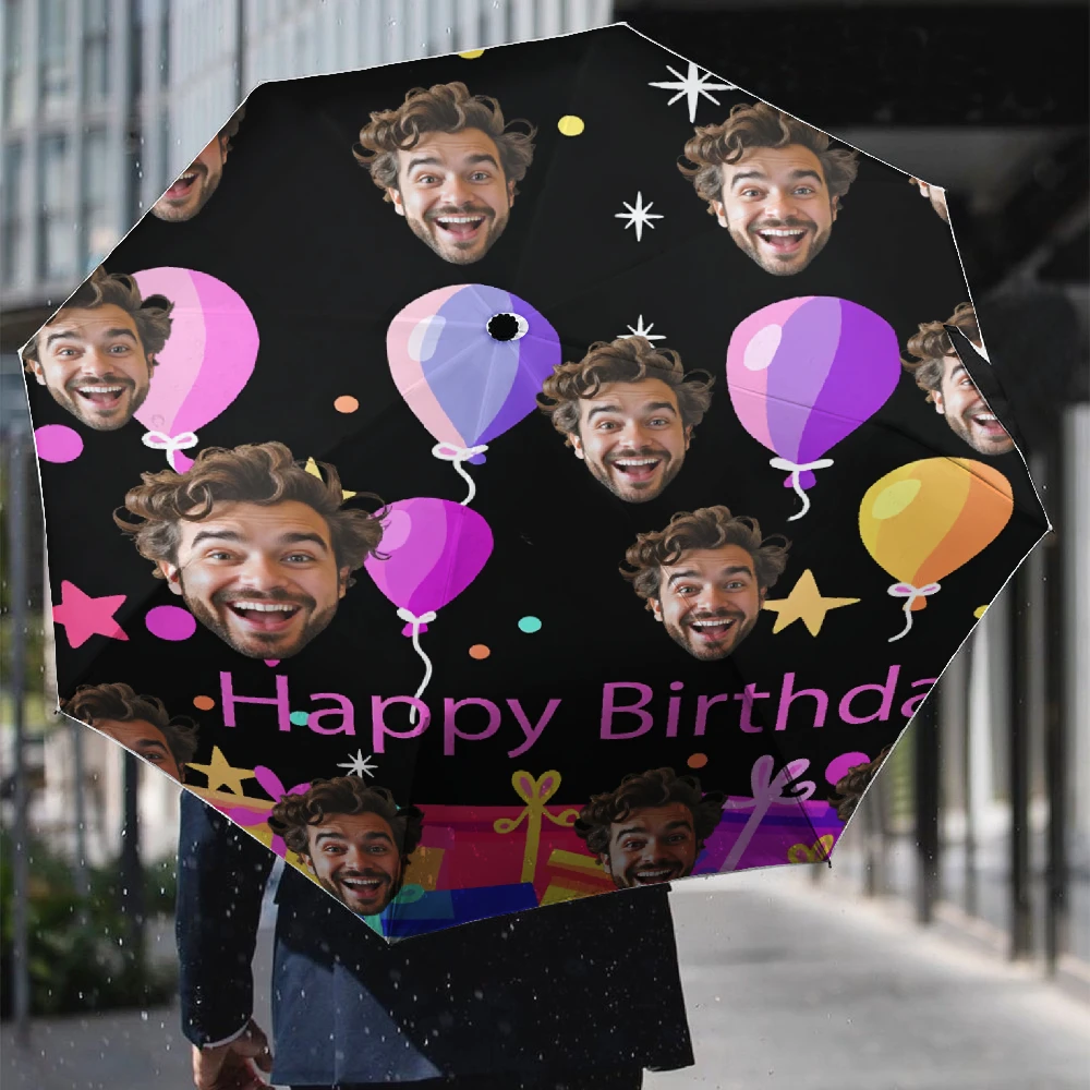 Custom Print Folding Umbrella, Personalized Pattern Photo Customized Compact Travel Umbrella, Windproof Water Repellent UPF50+
