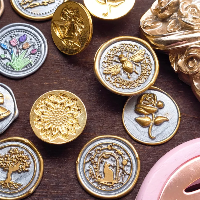 3D Embossed Wax Seal Stamp Rose Bee Sealing Wax Stamp Head For Scrapbooking Cards Envelopes Wedding Invitations Gift Packaging