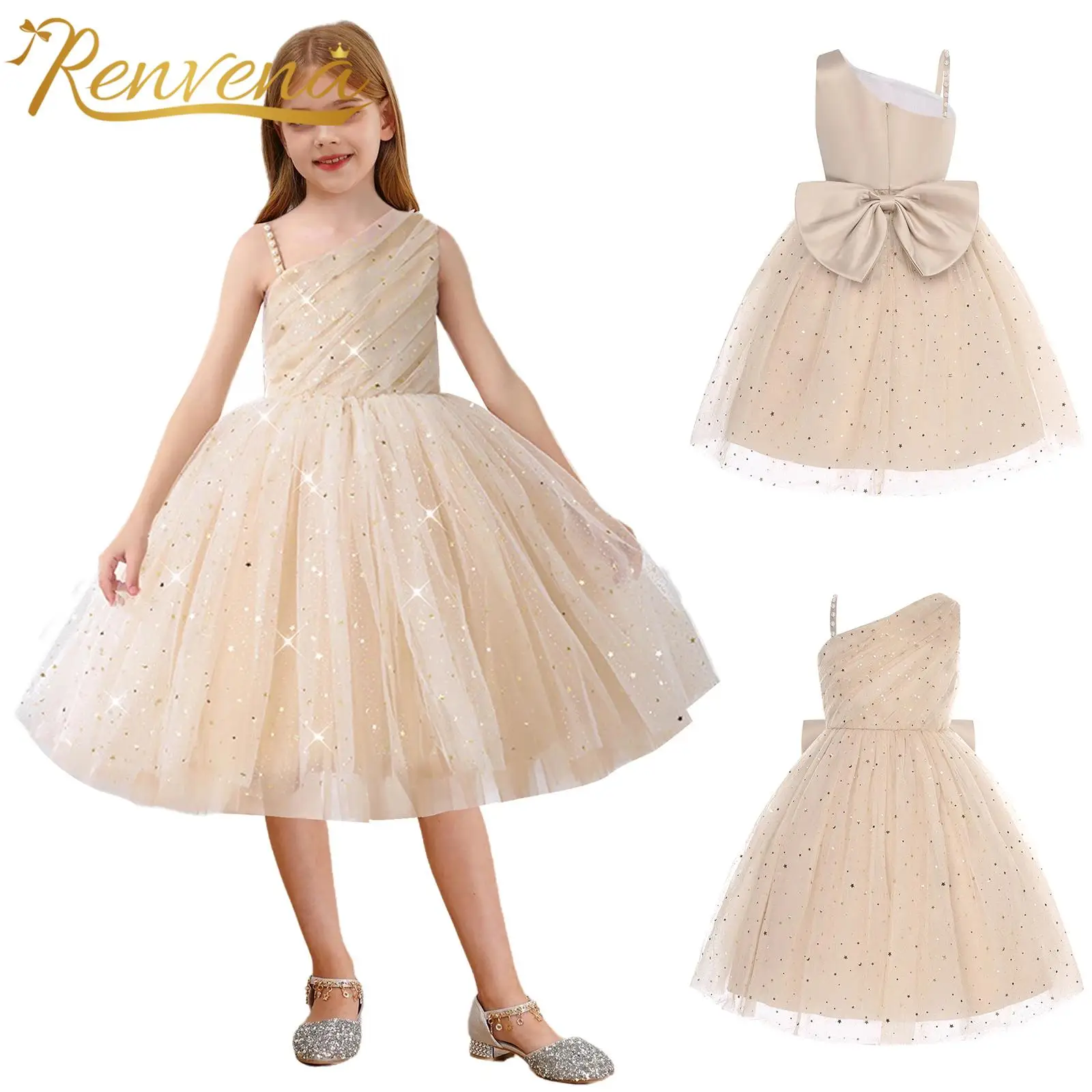 Kids Dresses for Girls Princess Costume Tulle A-line Dress Childs Birthday Pageant Flower Girl Dress Wedding Gowns Formal Dress