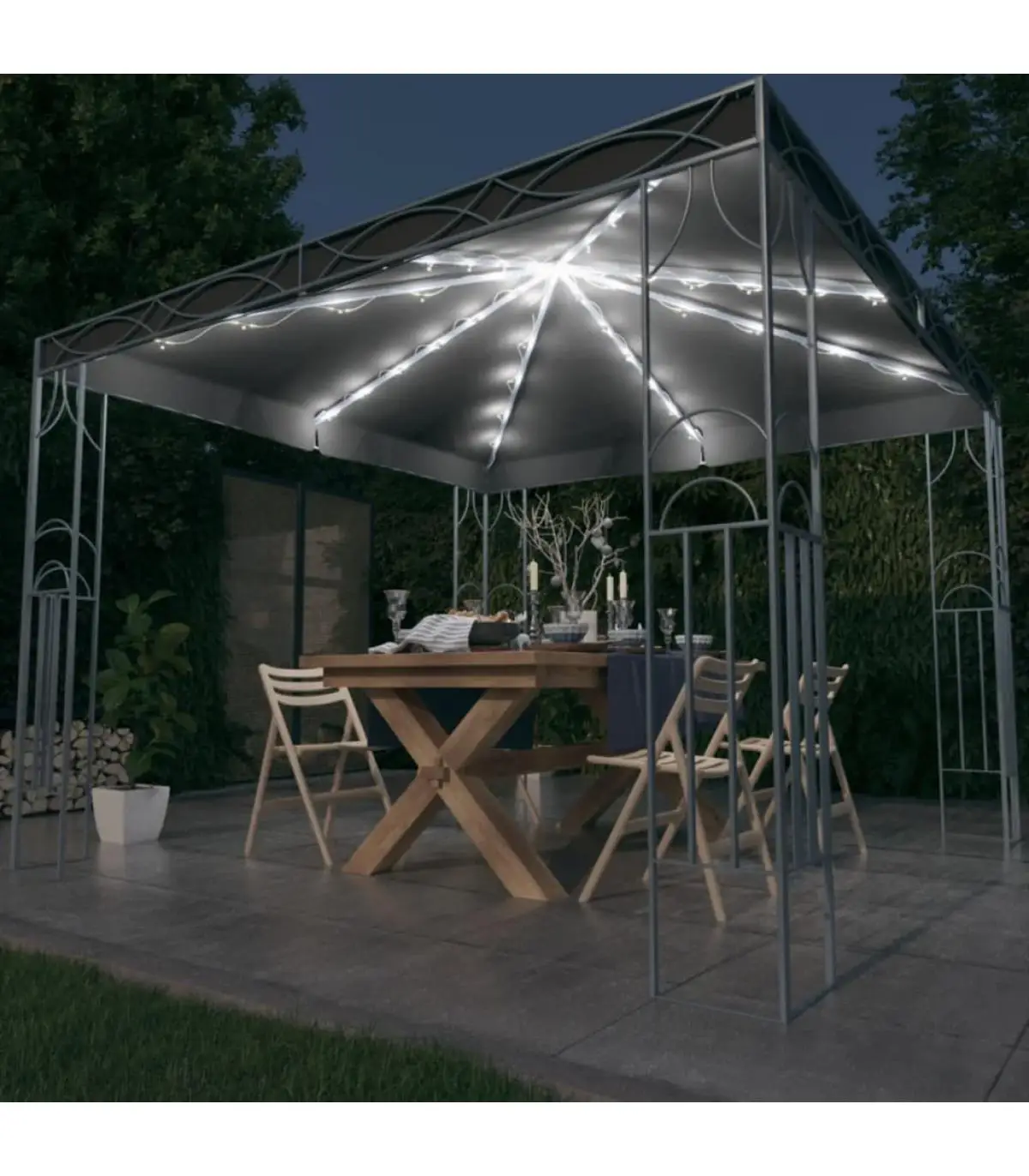 300x300 cm anthracite gray LED strip gazebo tents