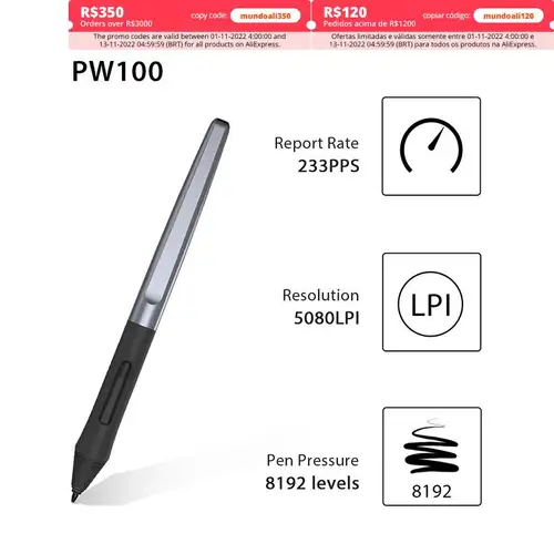 Huion-Bolígrafo sin batería para H640P/H950P/H1060P/H610PRO V2--PW100