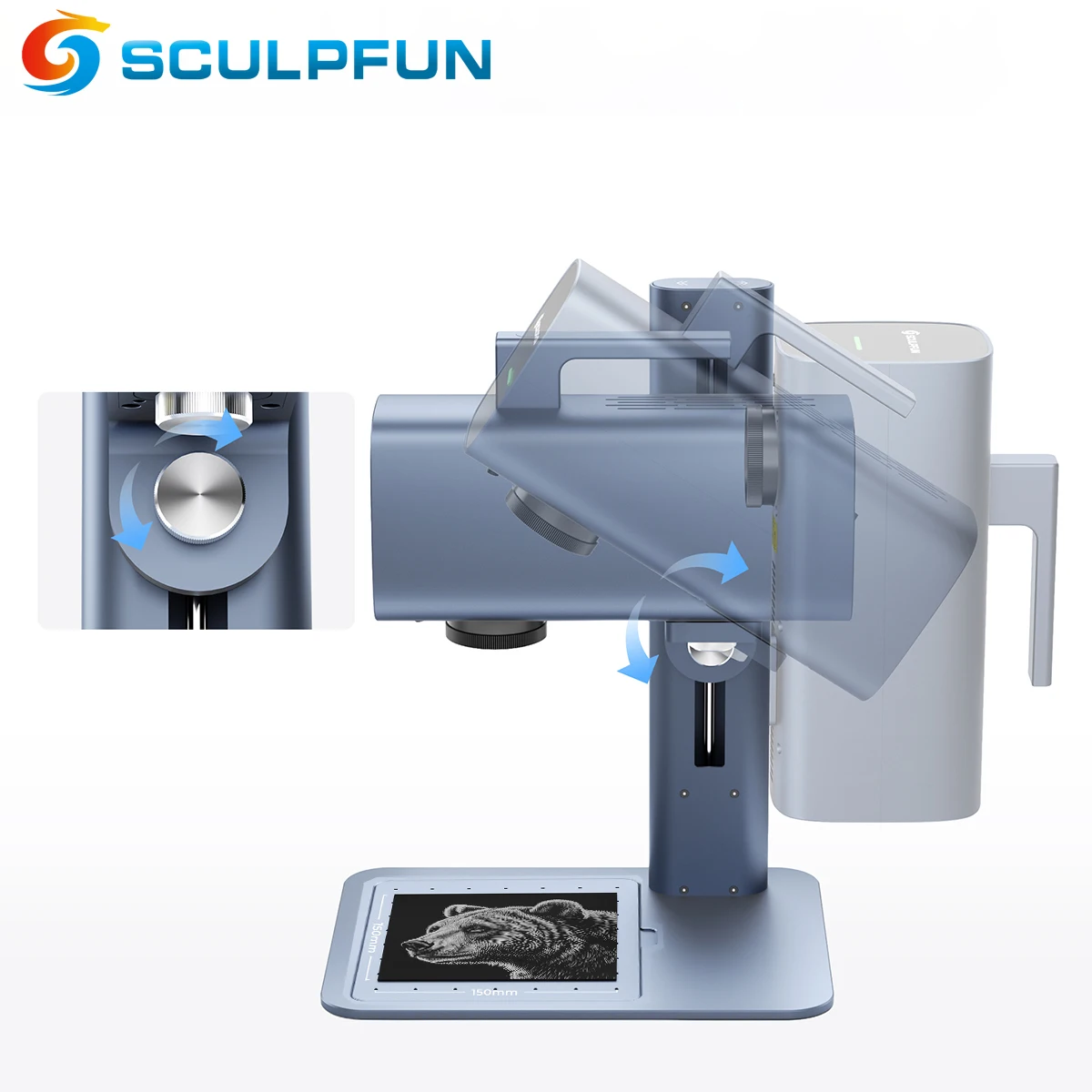 SCULPFUN G20 20W Fiber Laser Engraver 150x150mm Area Support Deep Engraving and Vibrant Color Engraving for Metal Plastic Jewelr