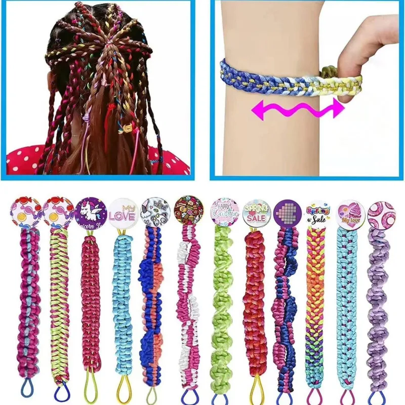 Dispositivo de trançador de cabelo para meninas, brinquedos grânulos, pulseira frisada criativa, kit de fabricação de colar, pente de peruca