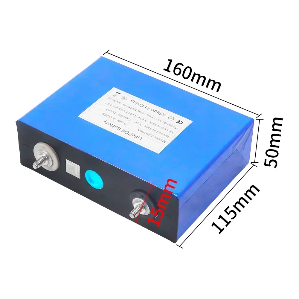 NEW 8PCS 3.2V 100Ah Lifepo4 Battery DIY 12V 24V 36V 48V Grade A Rechargeable Lithium Iron Phosphate Prismatic Cells For RV Solar