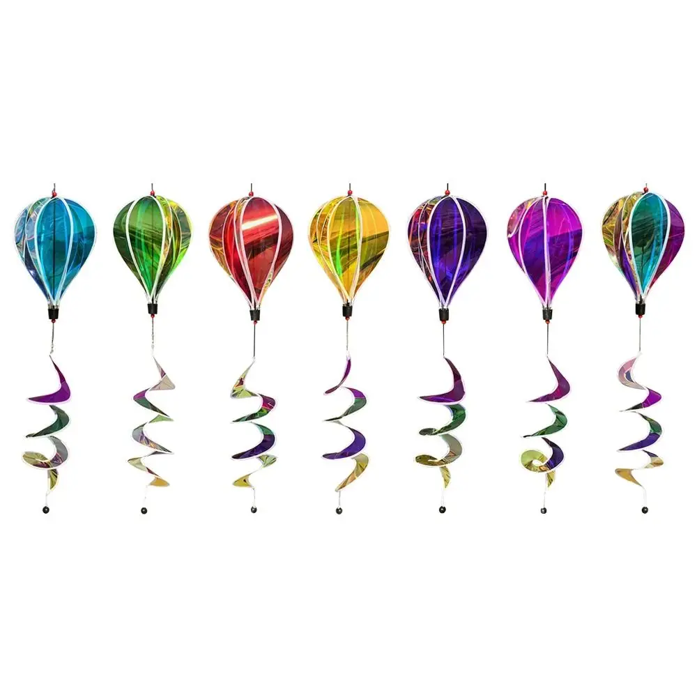 Giant Size Rainbow Hot Air Balloon Rotating Sequins Plastic Material Wind Spinners 43.3inch Height 4X Balloon Windmill Toys