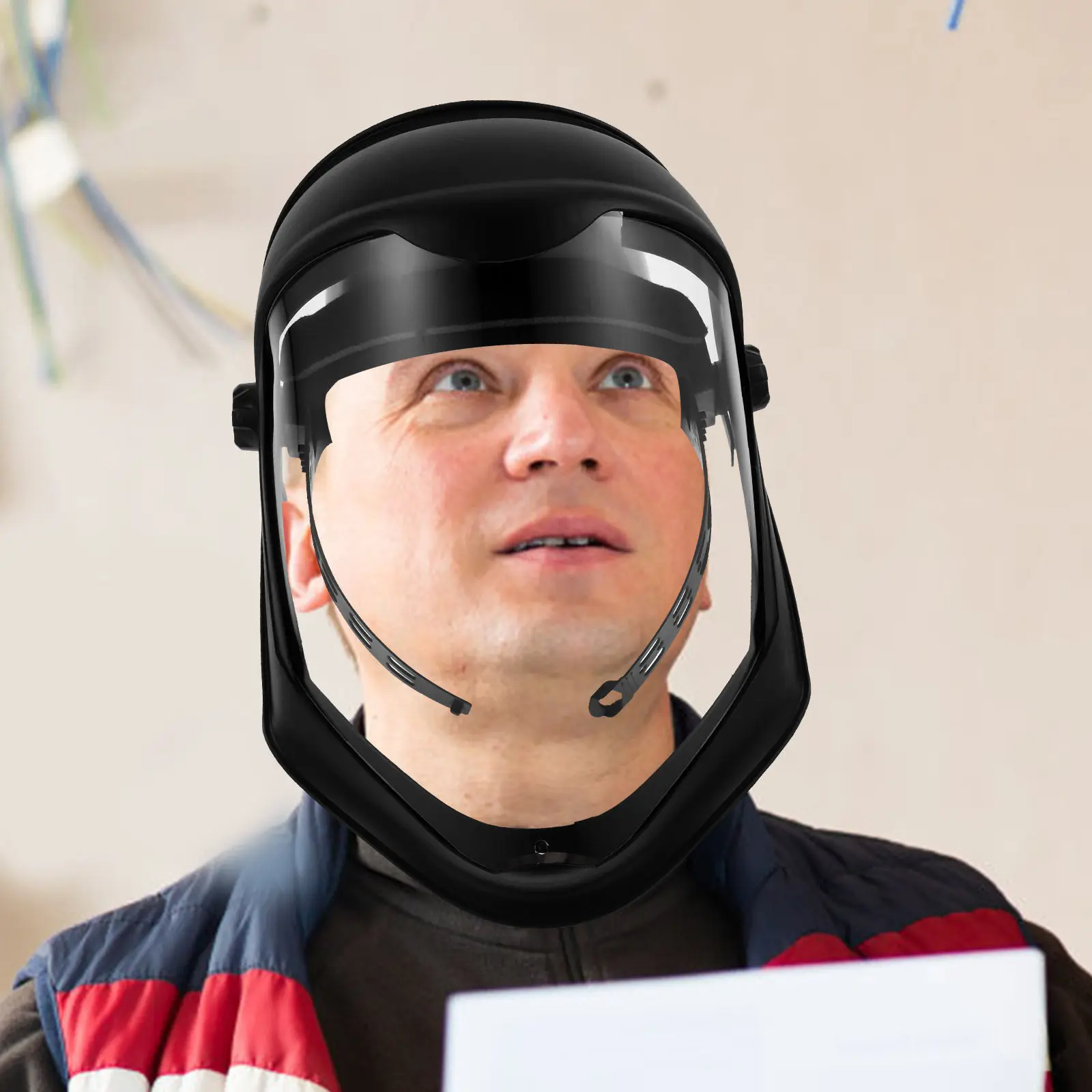 Face Protective Mask Clear High-Definition Pc Material Adjustable Headgear for Welding Work Travel Sports Face Guard