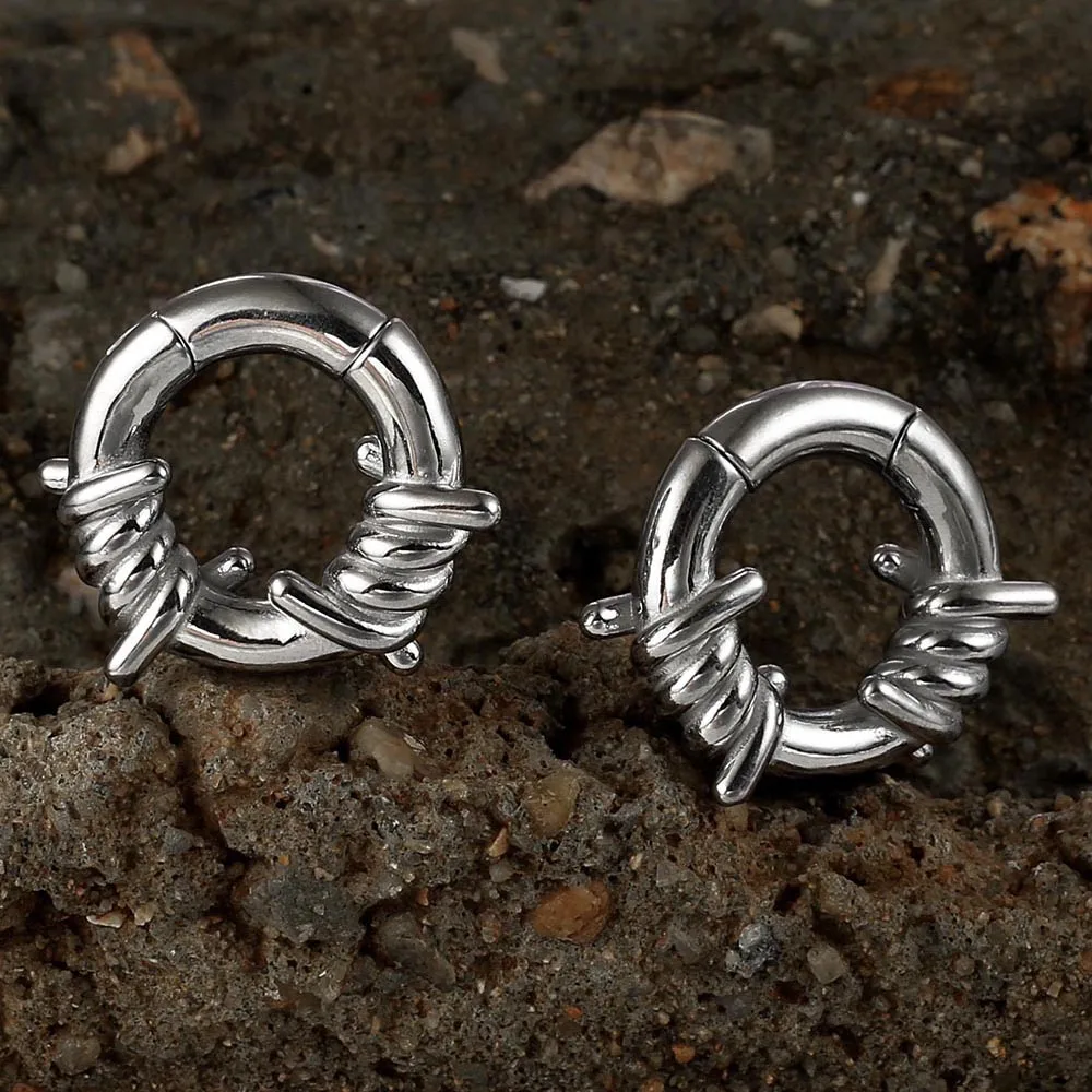Twolobes 2PCS 316 Stainless Steel Round Ear Weights Hangers For Stretched Lobe Piercing Women Body Jewelry Gauges Tunnels