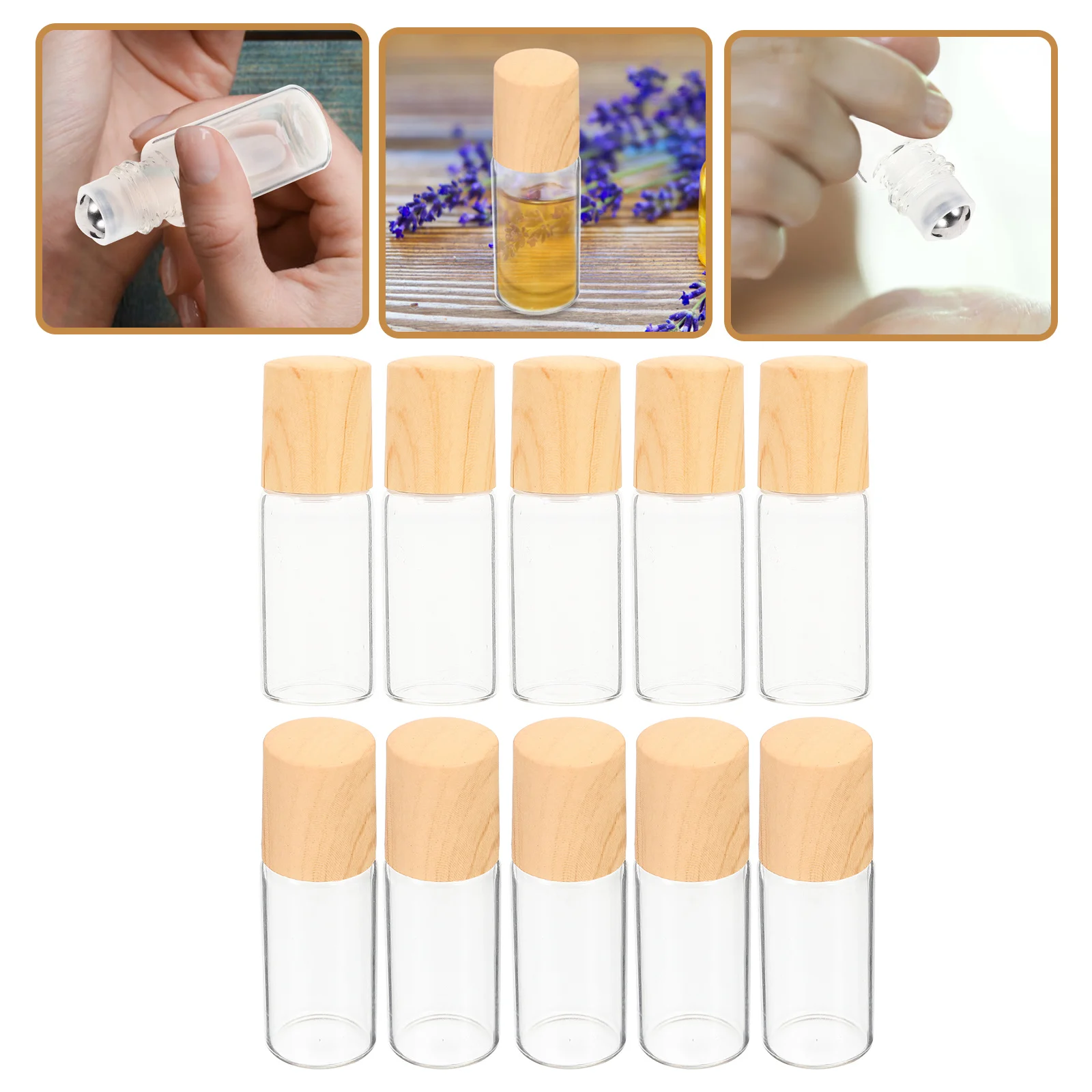 

10Pcs Glass Roller Bottles 1Ml Essential Oil Roller Bottles Set Compact Size for Skincare Lotion Perfume Storage Easy Carry Roll