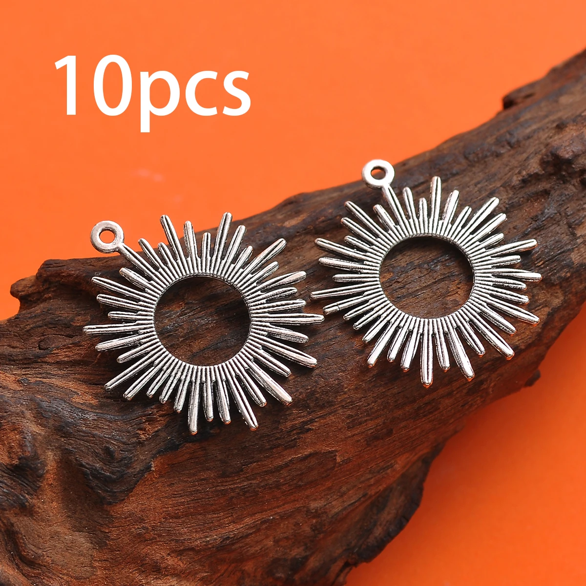 10-Piece Set of Sun Ring Pendants, Featuring a Three-Dimensional Radiant Ring Pattern, Suitable for DIY Bracelets, Necklaces, and Earrings, Handmade Beaded Decoration Accessories