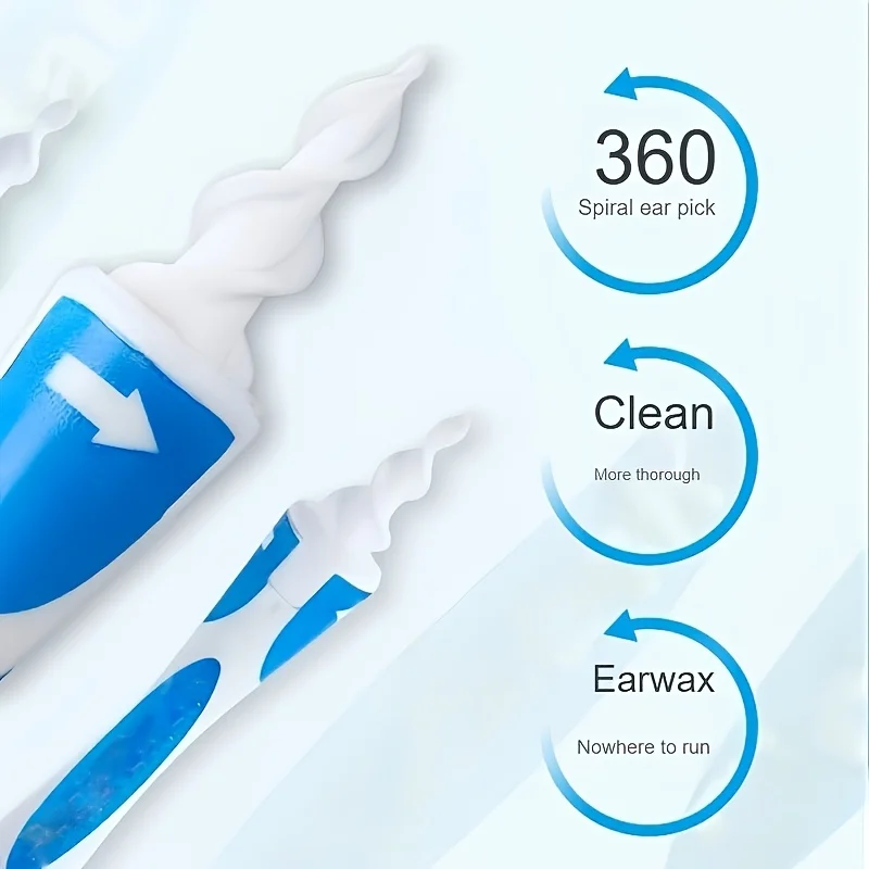 Spiral Ear Wax Removal Tool Kit Soft Silicone Tips Safe Gentle Ear Cleaner for Adults