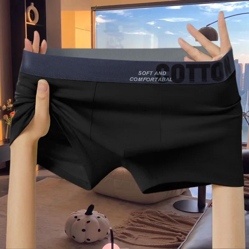 5 Pairs of Pure Cotton Men's Flat-angle Comfortable Underwear, Youth Breathable Trend Shorts Large Size Four-corner Men's Models