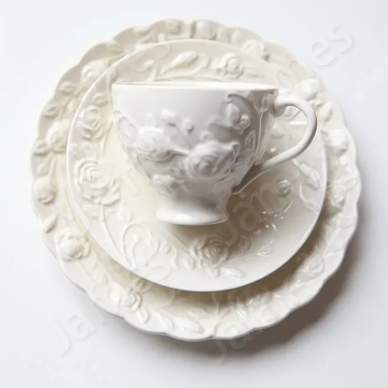 

Tea Cup and Tea Tray Nordic Style Dinner Plate Relief Rose Ceramic Plates Coffee Cup and Tea Tray Retro Style Dinner Plates Mug