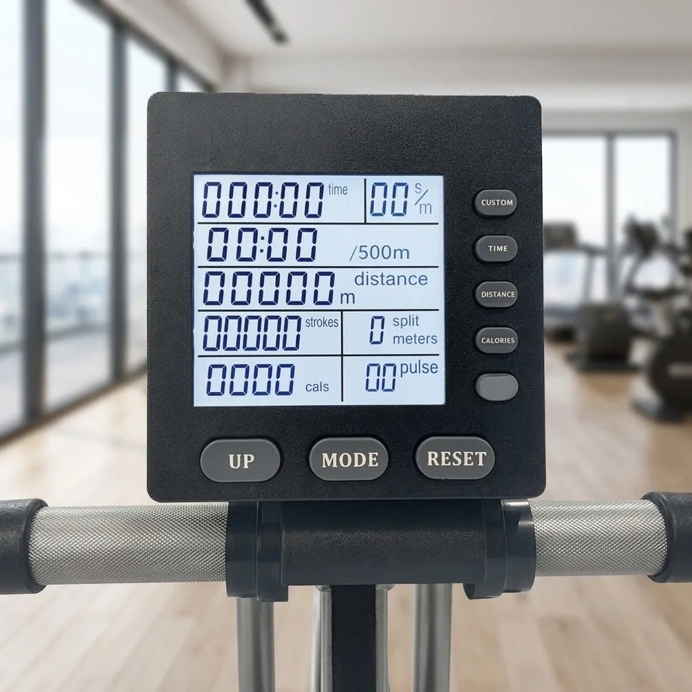 Indoor Ski Machine LCD Console with Time Speed Distance Strokes Calories and Readouts and Built-In Target Workout Programs