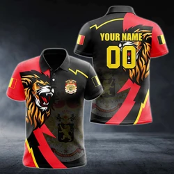 Koszulki Polo z nadrukiem w stylu Belgium Lion letnie ubrania Streetwear w stylu Casual luźna koszulka Plus rozmiar odzież sportowa z krótkim rękawem