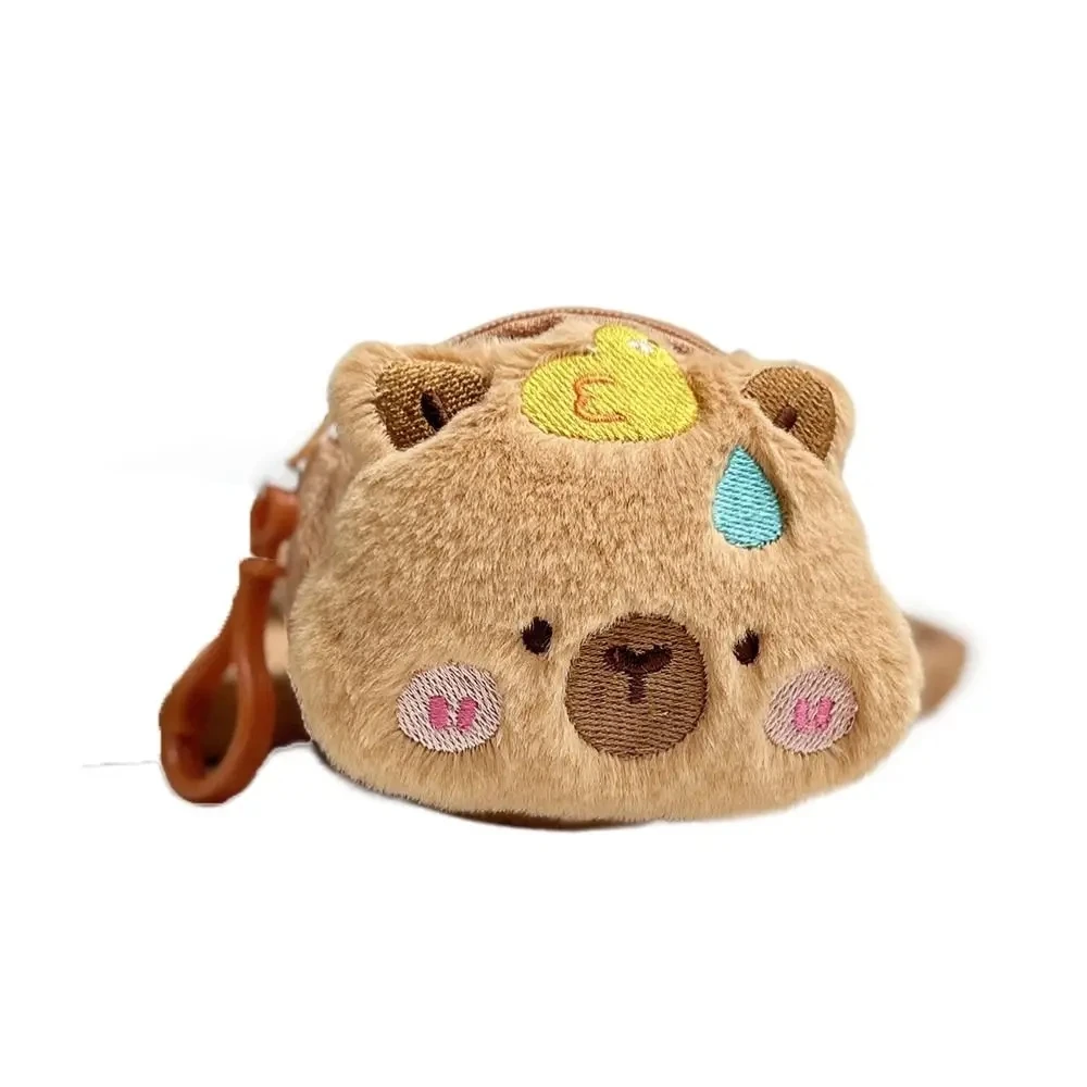 ISKYBOB-Capivara Anime Plush Coin Purse, saco macio, pingente dos desenhos animados, chaveiro criativo, saco de armazenamento de auscultadores, outono, inverno