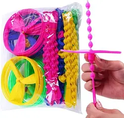 12/40set Colorful Bamboo Dragonfly Plastic Hand Push Flying Toys Kids Birthday Party Favors Guests Treat School Goodie Filler