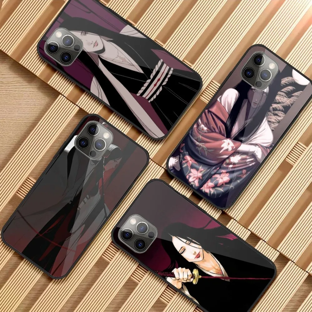 Bleach Unohana Mobile Cell Phone Case for iPhone 15 14 13 12 11 XS X 8 7 6 Plus Mini Pro Max SE 2022 PC Glass Phone Cover Funda