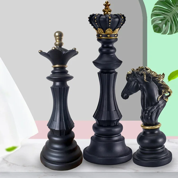 Resin King Knight Chess Pieces Board Games Accessories International Figurines Retro Home Decor Chessmen Ornaments