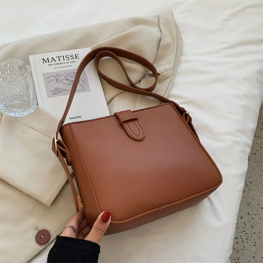 

Large Capacity PU Leather Square Bag Korean Style All-match Simple Shoulder Bag Storage Bag Handbag Ins Square Tote Bag Travel