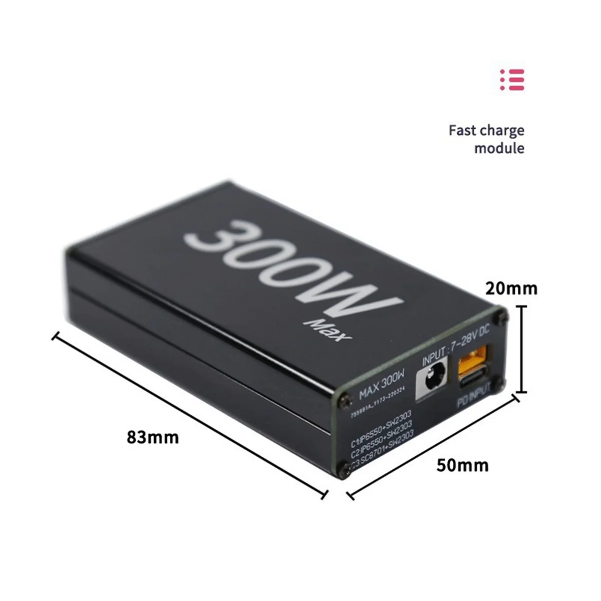 300W Fast Charging Desktop Charger Module Buck-Boost 24V DC 55x25mm to Type-C PD100W Diverter Converter Charge Laptop