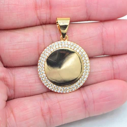 High Quality Gold Color Clear Cubic Zirconia Round Photo Frame Pendant Jewelry