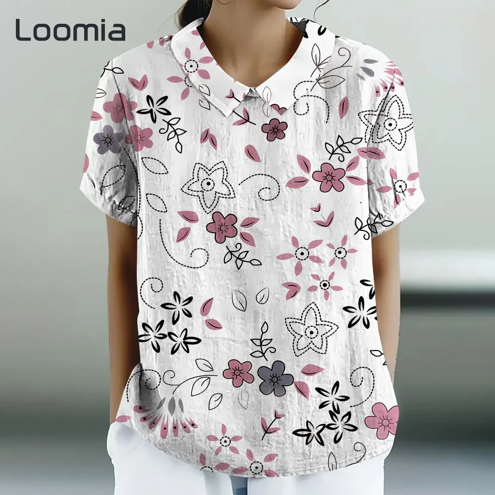 

Vintage Graphic T Shirts Summer Casual Woman Clothing Y2k Clothes New Simple Women's T-Shirt Lapel Female Clothing Street Tops