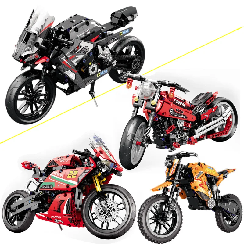 

MOC Motorcycle Car Model Building Blocks Creative Assembly Collectible Ornament Sports Super Racing Motorbike Bricks Toys Gifts