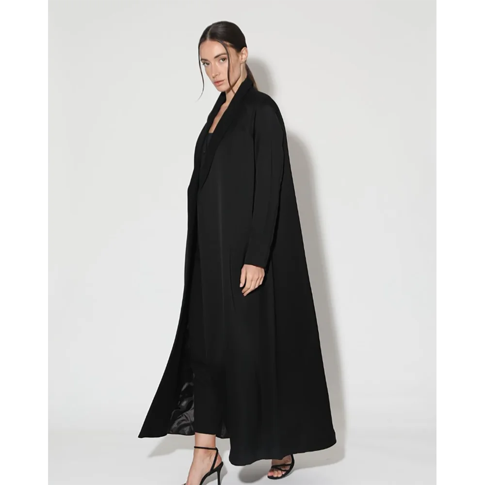 Chaqueta larga negra elegante para mujer, abrigo de diario, vestido Formal hasta el tobillo, nueva moda