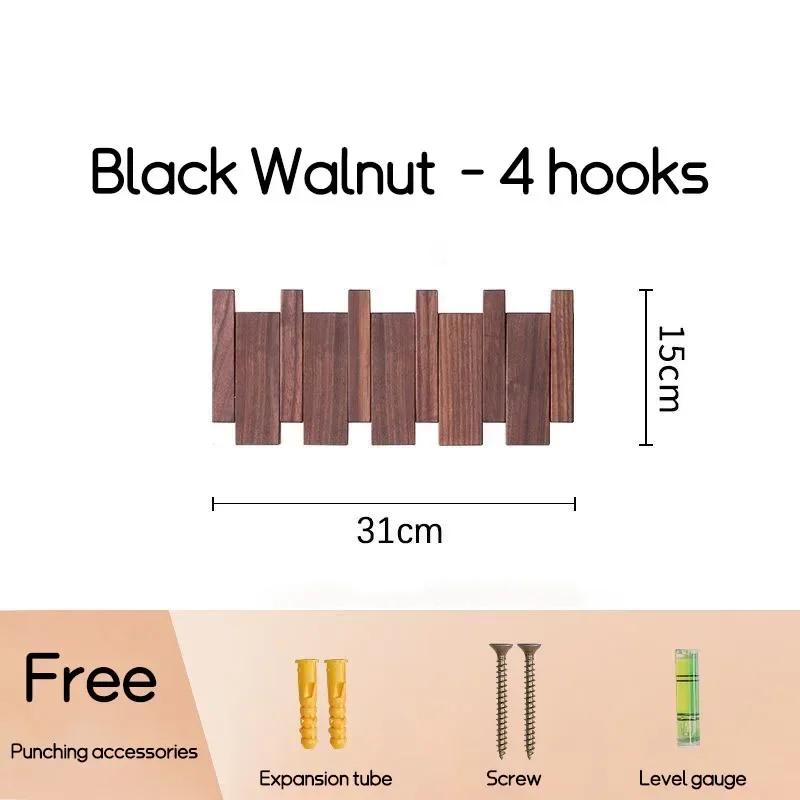 Wandmontage Zwarte Walnoot Kapstok Massief Houten Kledinghaak Dropshipping Ingangsdeur Hanger Kapstok Home Decor Ds Meubels