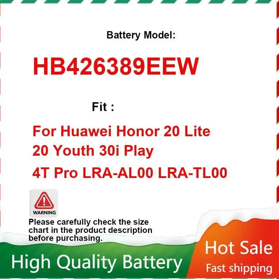 

Аккумулятор мобильного телефона HB426389EEW 4000 мАч для Huawei Honor 20 Lite Youth 30I Play 4T Pro Lra-AL00 Lra-TL00
