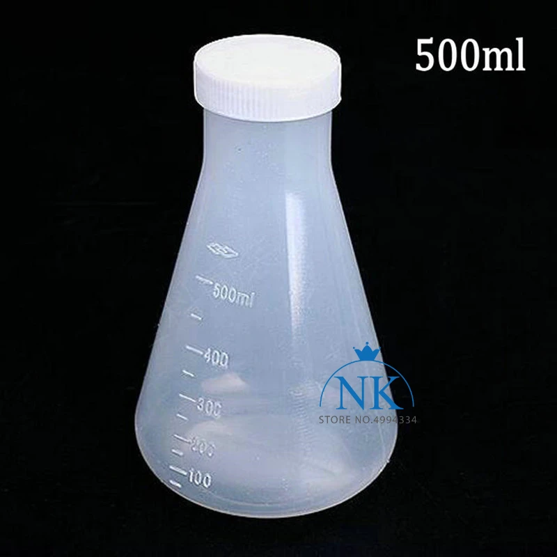 50ml To 1000ml Lab Plastic Erlenmeyer Flask Conical Container Bottle with Screw Cap for Laboratory Experiment