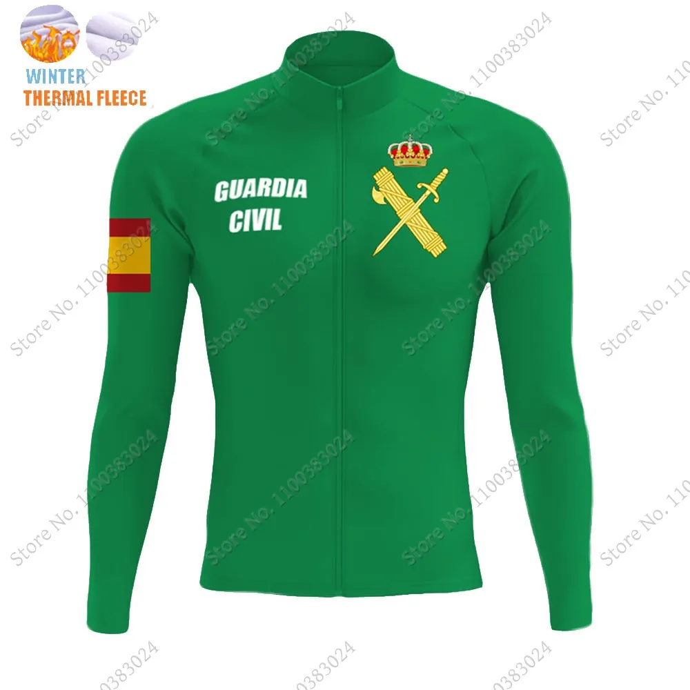 Green Civil Guard 2023 Cycling Clothing Jersey Set Winter Men Road Bike Thermal Jacket Suit MTB Maillot Ropa Ciclismo