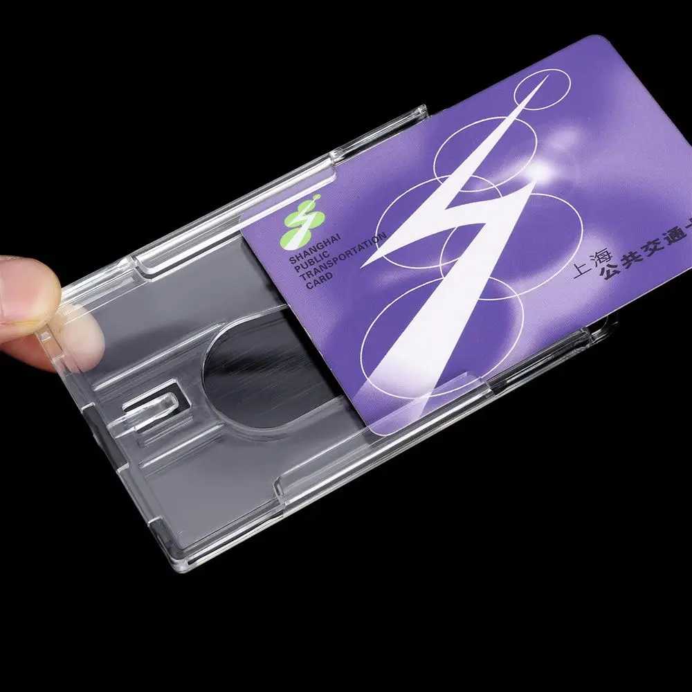 Hot Vertical Plastic Badge Holder Clear Double Card ID case Transparent