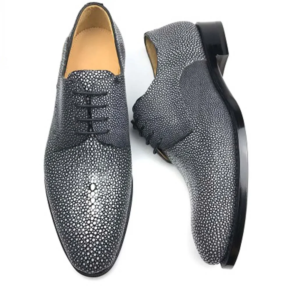 chue  Pearl fish skin  Men dress stingray leather  manual  fashion  trend  Men formal shoes