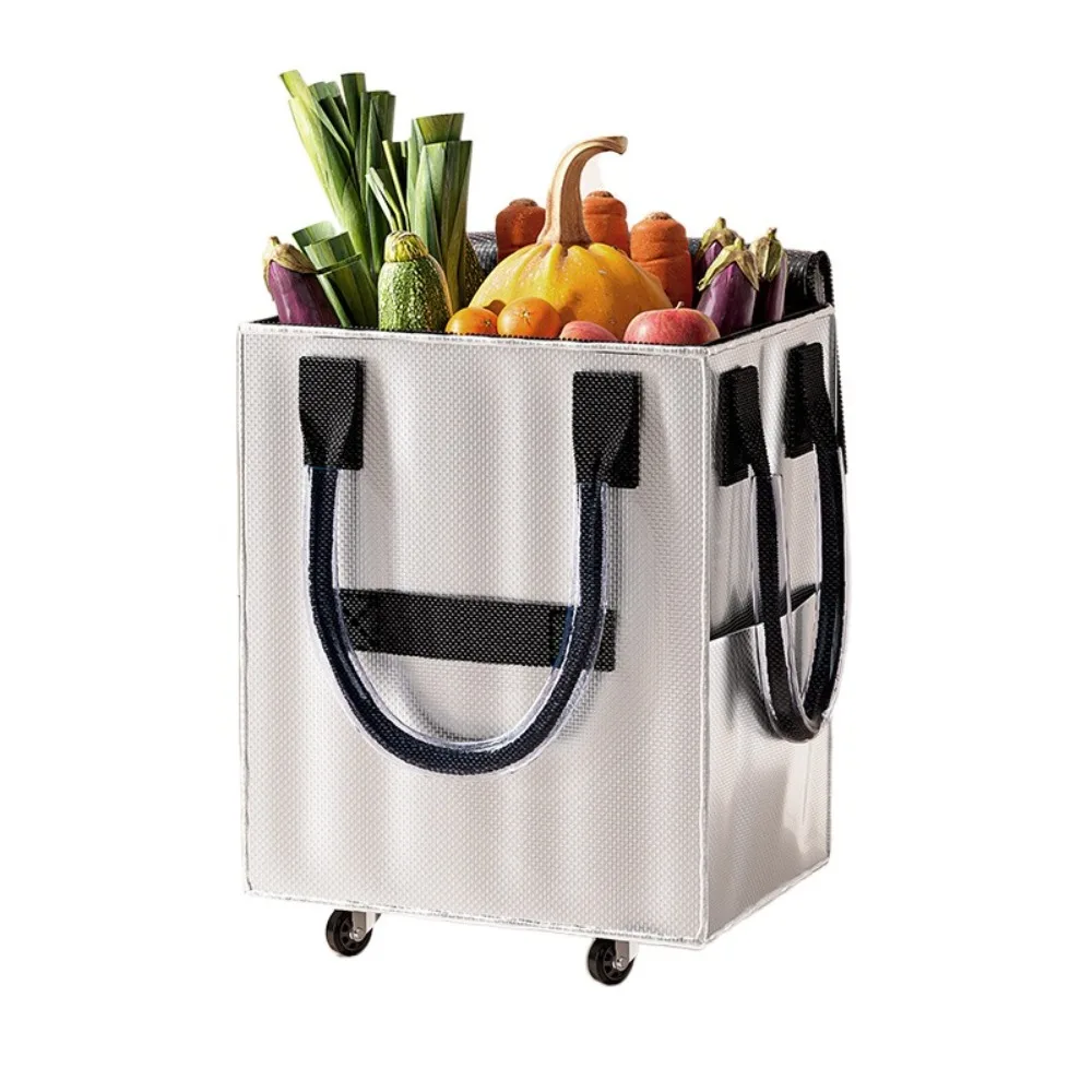 

Long Handheld Roller Skating Shopping Bag Foldable Lightweight Folding Hand Cart Portable Zipper Closure Pull Cart with Wheels