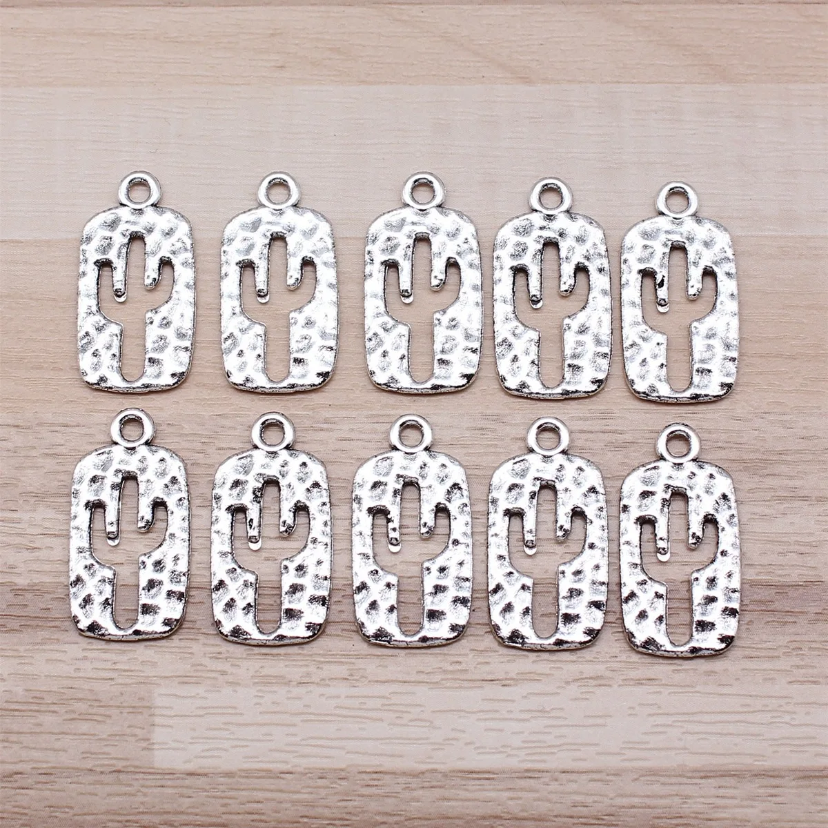 IFOCUS 10pcs/Lot Cactus Charms For DIY Jewelry Making Zinc Alloy 24x12mm/0.94x0.47inch