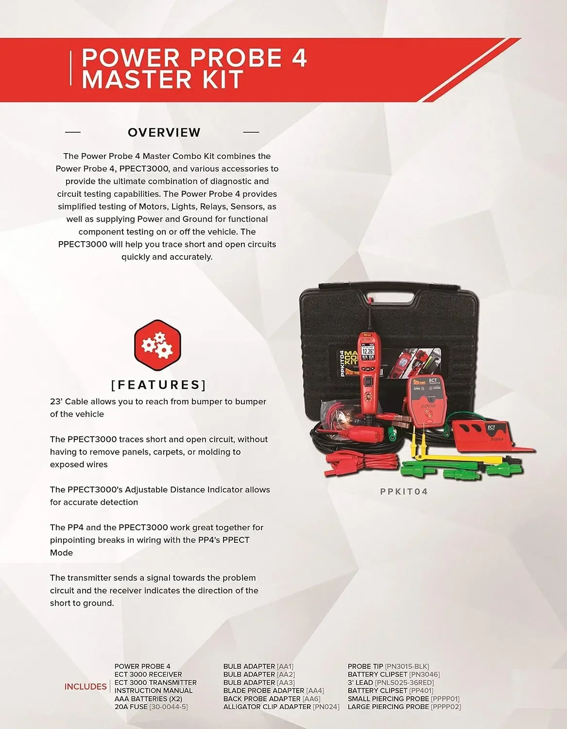 POWER PROBE IV Master Combo Kit - Red (PPKIT04) Includes Power Probe IV with PPECT3000 and Accessories
