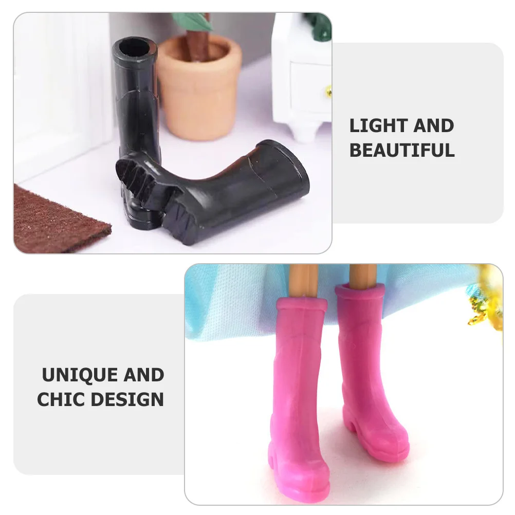 

6Pairs Mini Rain Boots Chic Durable Decorative Micro Landscape Props Small House Accessories Miniature Shoes Decor