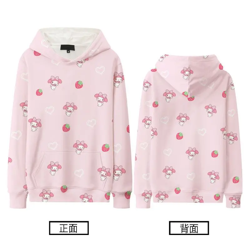 Sanrio เสื้อสเวตเตอร์สำหรับเด็กลาย My Melody มีฮู้ดสำหรับเด็กผู้หญิงอนิเมะน่ารักพร้อมกำมะหยี่หนาเสื้อแจ็คเก็ตสไตล์ตะวันตก