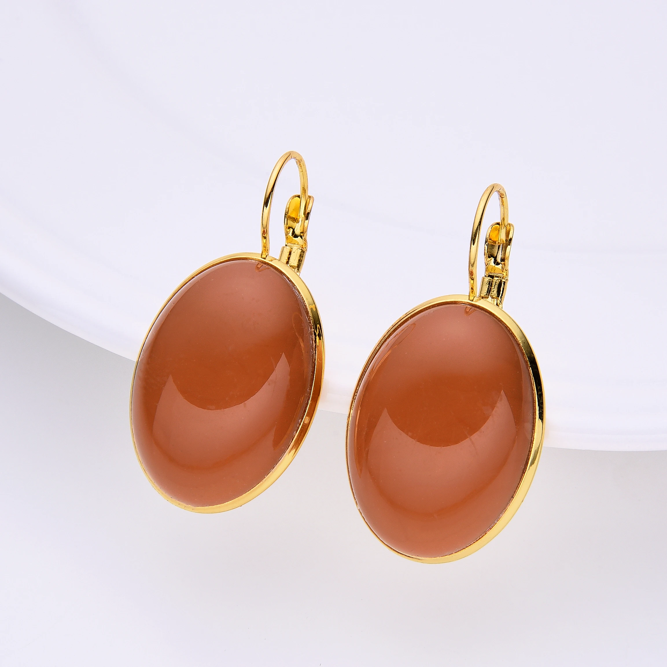 2024 New Geometric Fashion Colour Statement Earrings For Women Vintage Handmade Resin Oval Dangle Earrings Jewelry New Year Gift