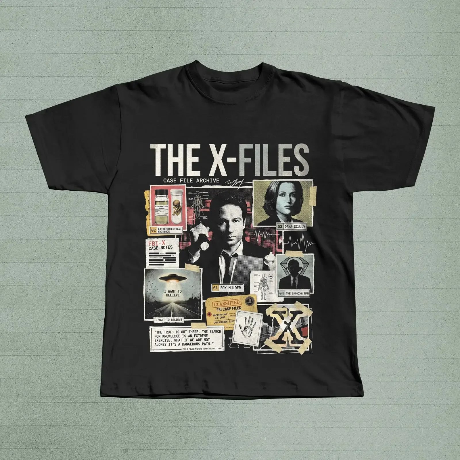 The X Files T Shirt Mulder Scully Case File 90s Sci Fi  vintage Washed Unisex Slightly Casual Soft streetwear fashion