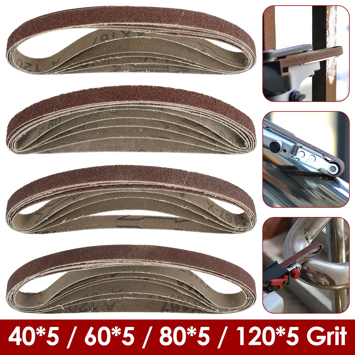 

20Pcs Sanding Belts Aluminum Oxide Belt Sander Belt 40/60/80/120 Assorted Grit Abrasive Belts Durable Polishing Grinding Belts