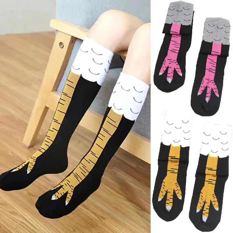 

1pair Women Novelty Mid-Calf Socks Chicken Feet Socks Breathable Harajuku Street 3D Print Sports Casual Short Cute Socks