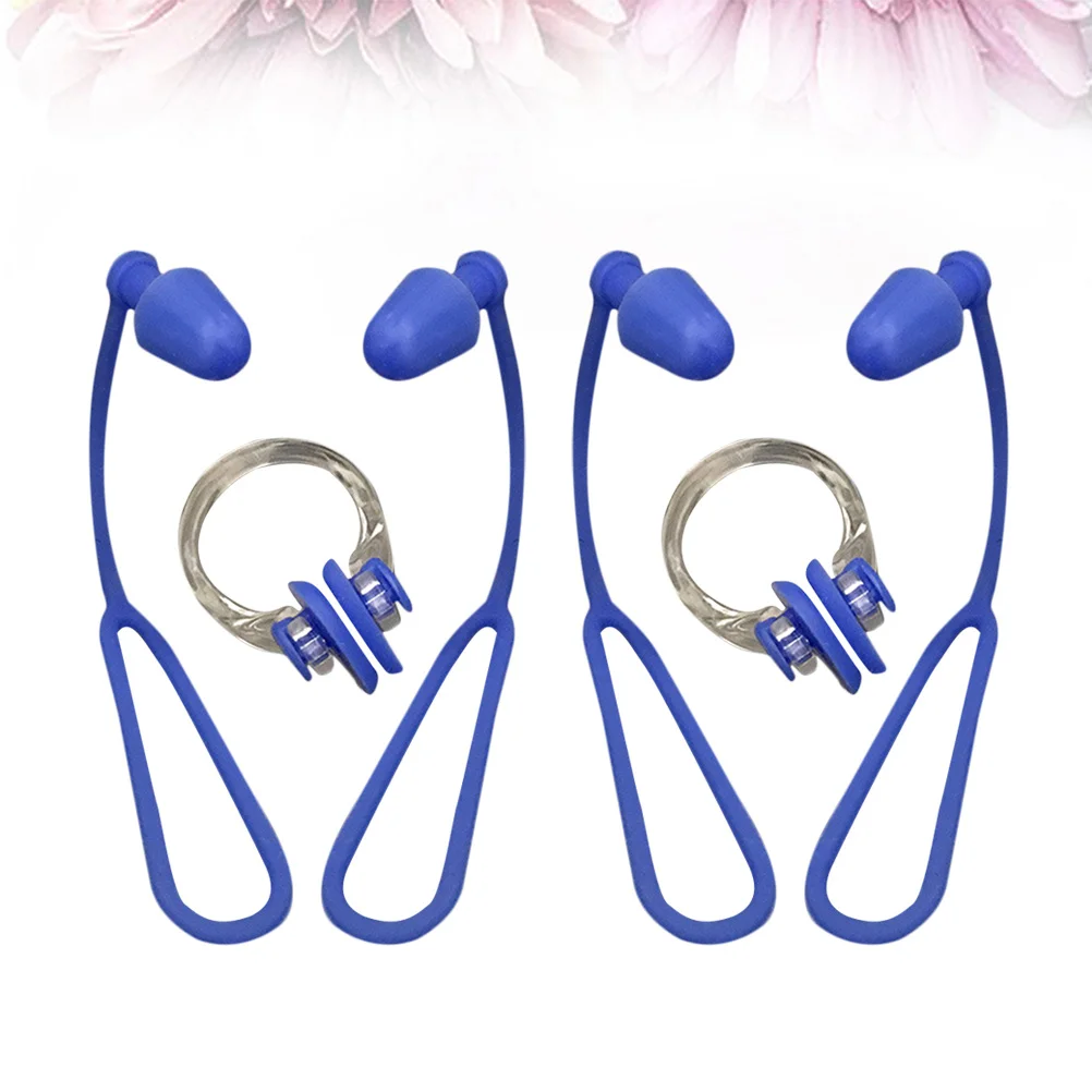 

2Pcs Waterproof Nose Clip Earplug Set Soft Silicone Nose Clamp with Rope for Adults Swimming Ear Plug Waterproof Earplug