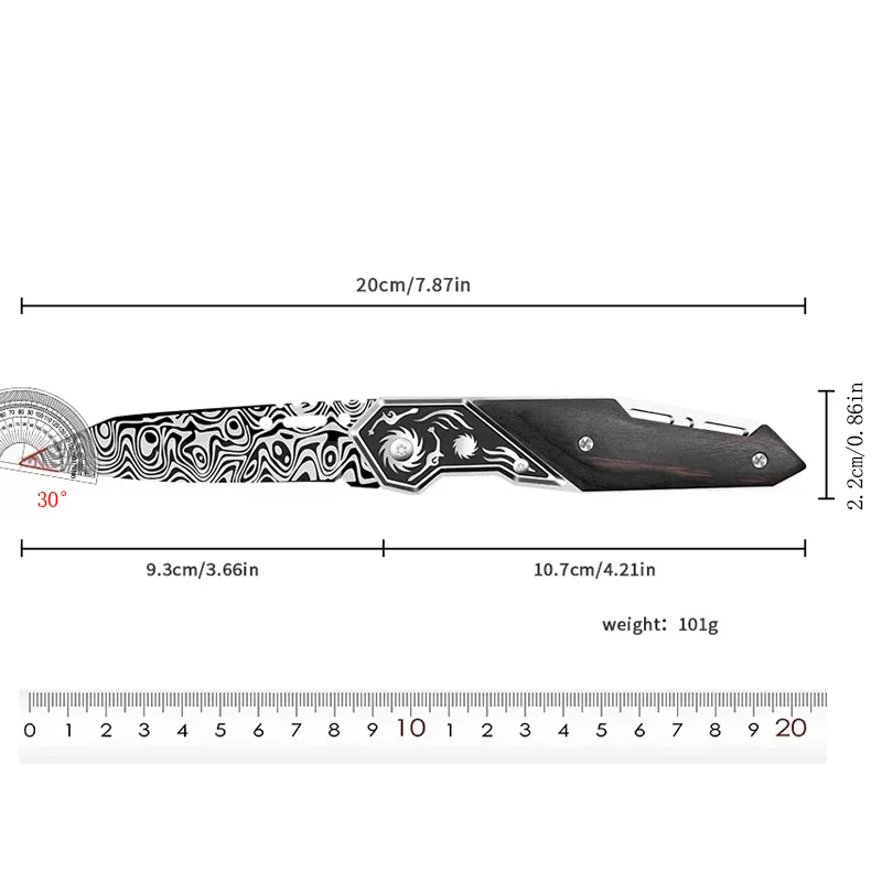 Damascene folding knife Fruit knife, high hardness sharp portable pocket knife, mini camping knife Hand tools pocket knife