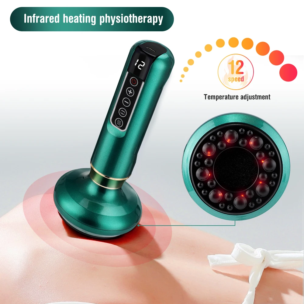 JYouCare rechargeable Vacuum Cupping Device skin Scraping Massager jars Heating guasha Suction cups Therapy guasha health beauty