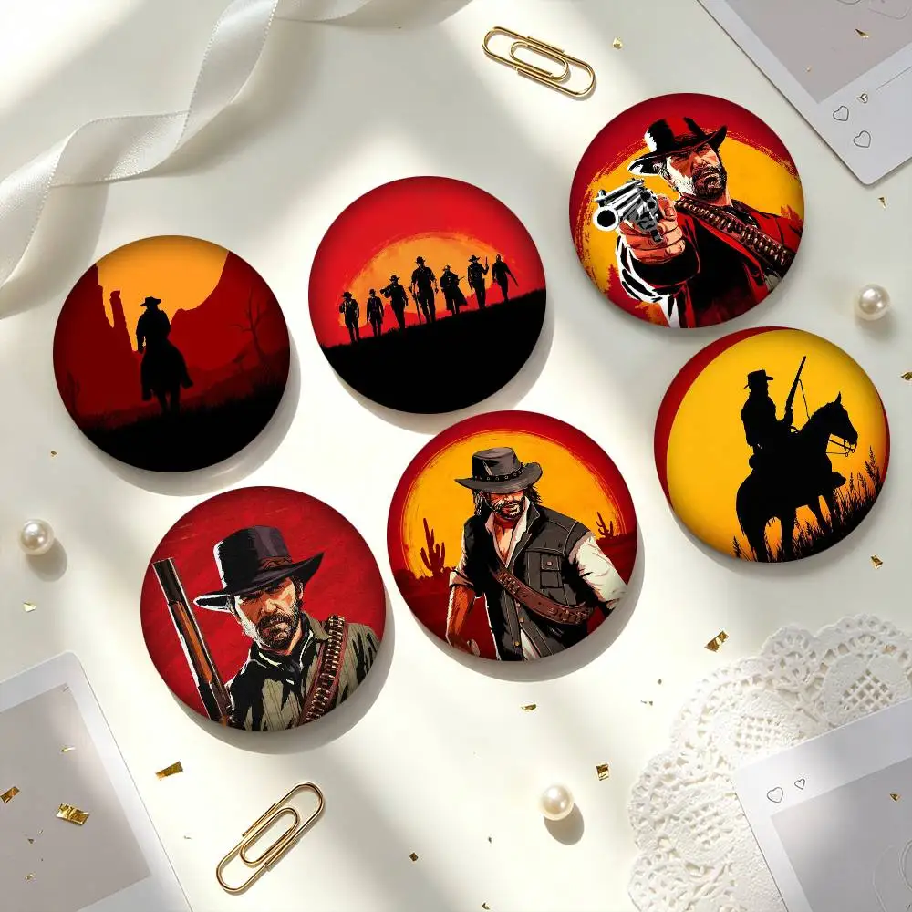 R-Red Dead Redemption 2 Game  25mm 32mm 44mm 58mm 75mm Brooches Badges Pins for Accessories Gift